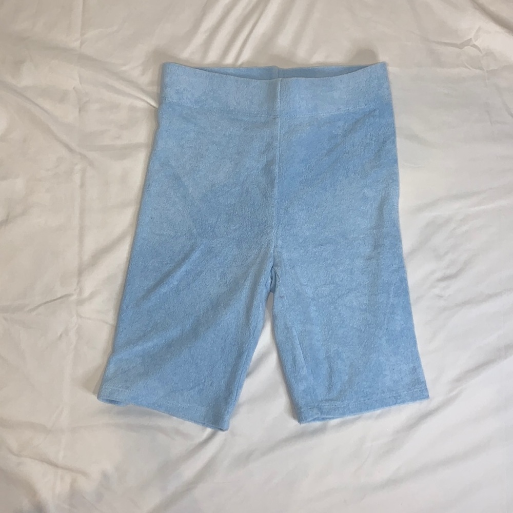 light blue texture biker shorts